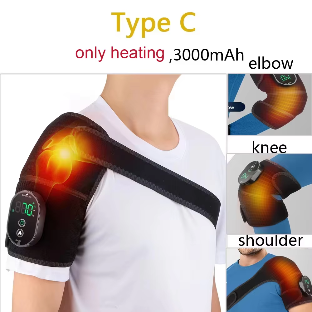 Aquecimento elétrico ombro massageador vibração ombro joelheira 2 em 1 massagem blets mais quente aquecido almofadas de relaxamento muscular: Marfim