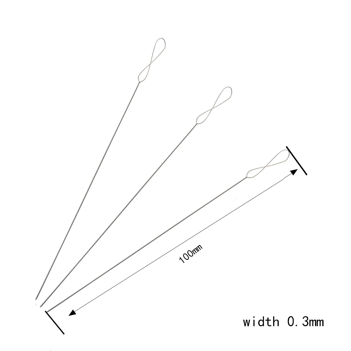 Agujas de acero inoxidable de 8-14cm de longitud para abalorios, alfileres de cuerda de hilo fácil, accesorios de joyería DIY: thickness 0.3mm / 1Pc