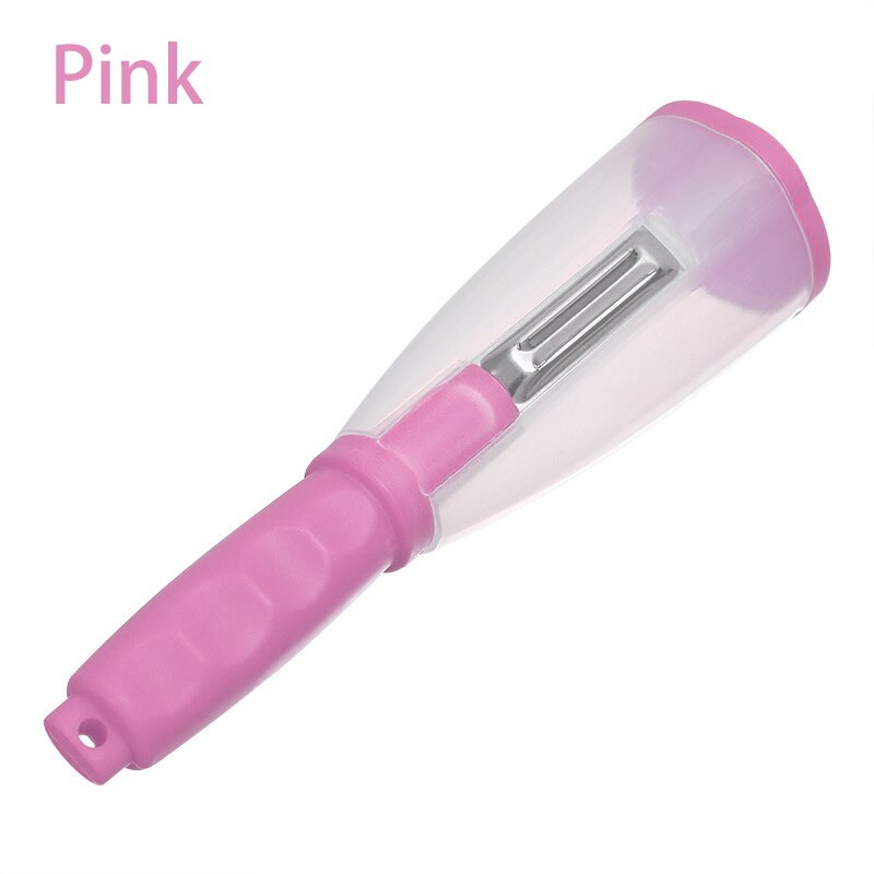 Multifunctional Storage Type Peeling Knife Peeling Knife With Storage Tube Peeler Peeling Apple Supplies Household Peeling Knife: Pink    A