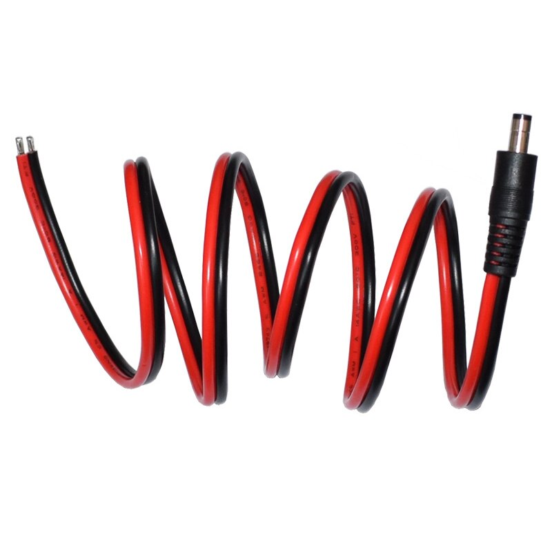 DC Power 12V 5.5mm x 2.1mm DC5521 Barrel Male Plug Connector Pigtail 14 AWG 3 ft.