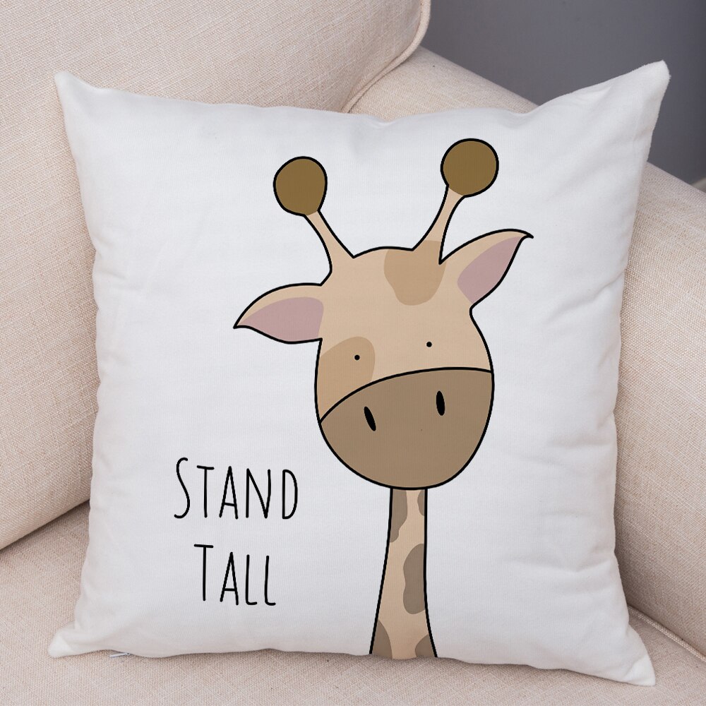 Nordique zèbre hippopotame girafe Lion Crocodile taie d'oreiller décor Animal housse de coussin pour canapé taie d'oreiller taies d'oreiller 45x45cm: H02
