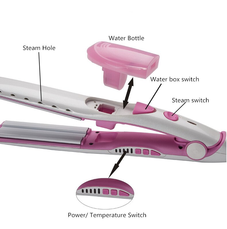 Fer à friser rond pour cheveux, étiquette privée, LCD, 10MM, fer à friser ultra fin en titane or Rose