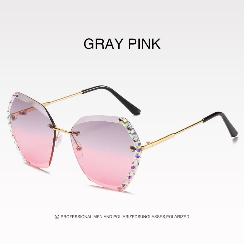 Polygon zonnebrillen trend diamant montuurloos vrouw persoonlijkheid oceaan stuk gradiënt kleur bril persoonlijkheid wild: Kleur 04
