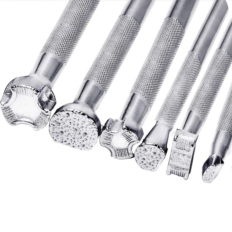 6Pcs Leather Stamping Tools Leather Working Saddle Making Stamps Set Special Shape Stamp Punch Set Leather Craft Tools