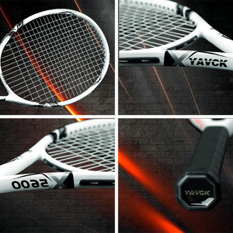 1 Pcs Tennis Racket Composiet Carbon Gebruikt Voor Mannen/Vrouwen Beginner Sport Gebruik Nylon Netto Kabel Schokabsorptie Training netto Racket