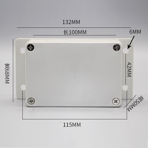 Junction Wire Box with Fixed Ear Outdoor ABS Plastic IP65 Waterproof Instrument Boxes Sealed Electrical Enclosure Case: 100x68x50