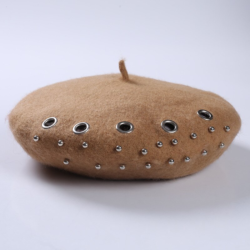 Baretti hattu naisten villa yksivärinen baskeri retro hattu retro tavallinen baretti hattu lämmin hattu naisten talvihattu: 08