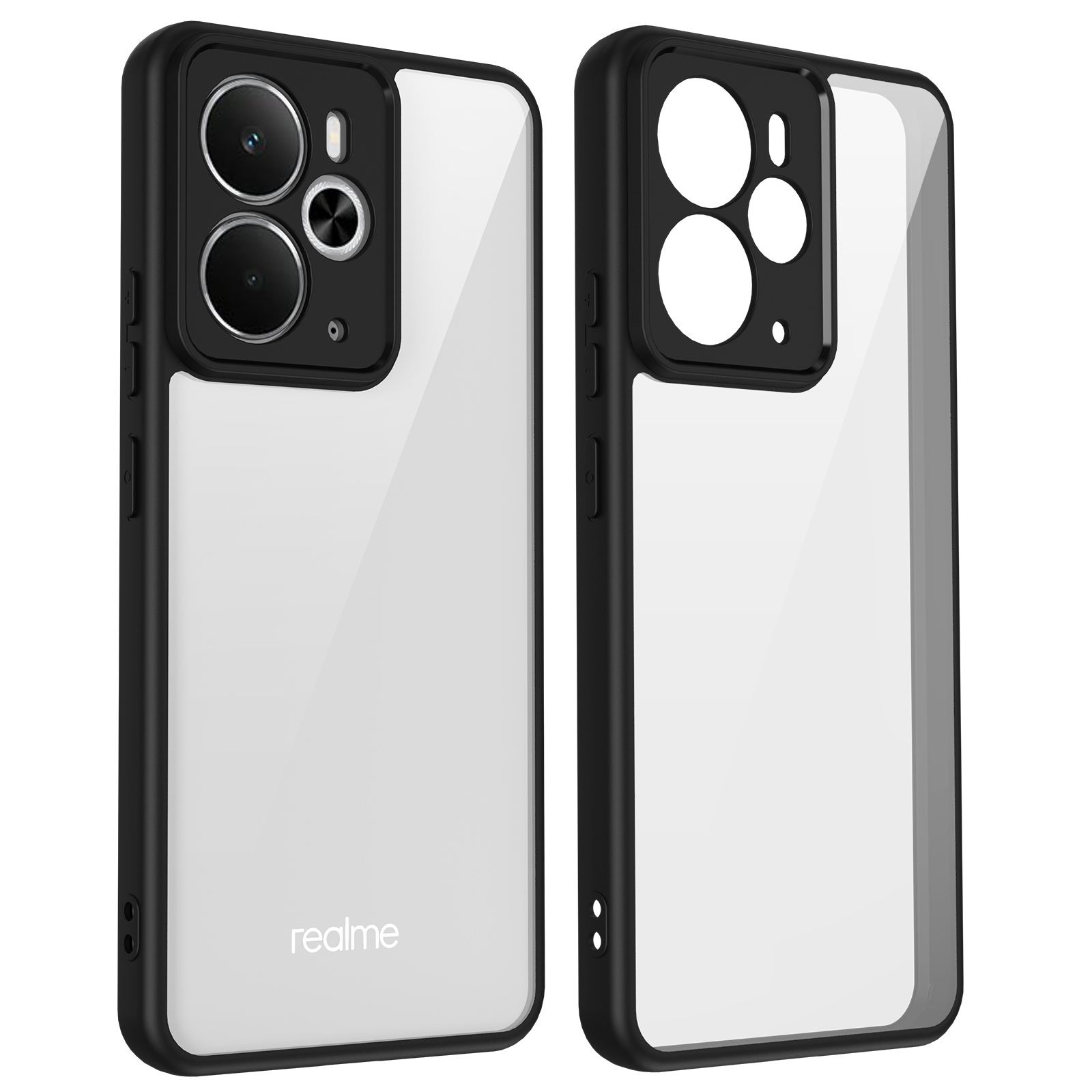 Clear Shockproof Phone Case For Realme 14 5G Hard Acrylic Back Protection Cover For Realme 14T 5G Case: ABS / black