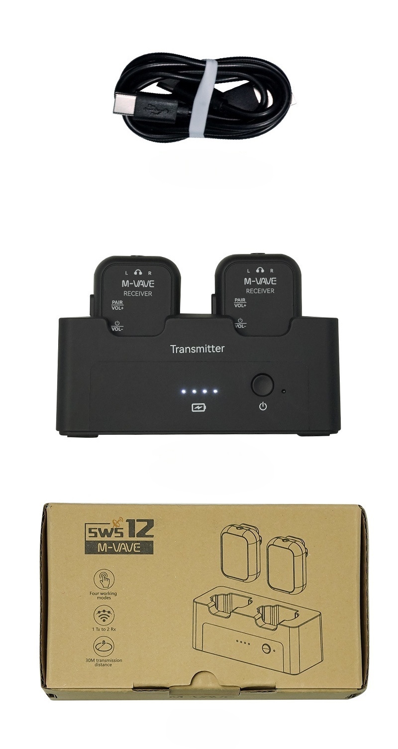 M-VAVE WP-12 Draadloos oortelefoonmonitorsysteem | 2,4 GHz 1T2R-systeem met 24 uur weergave met ultralatency | Oplaadcassette van 1800 mAh: Rood