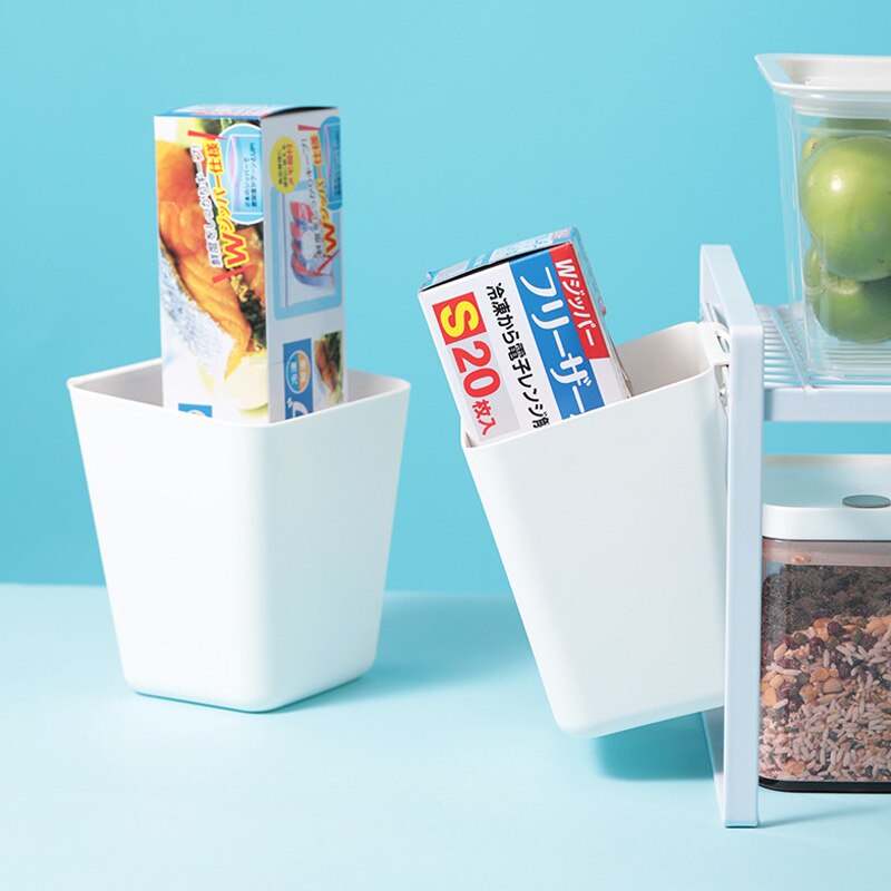 Contenedor de almacenamiento de plástico montado en la pared para el hogar, cesta multifuncional de colgante, para cocina, escritorio y oficina