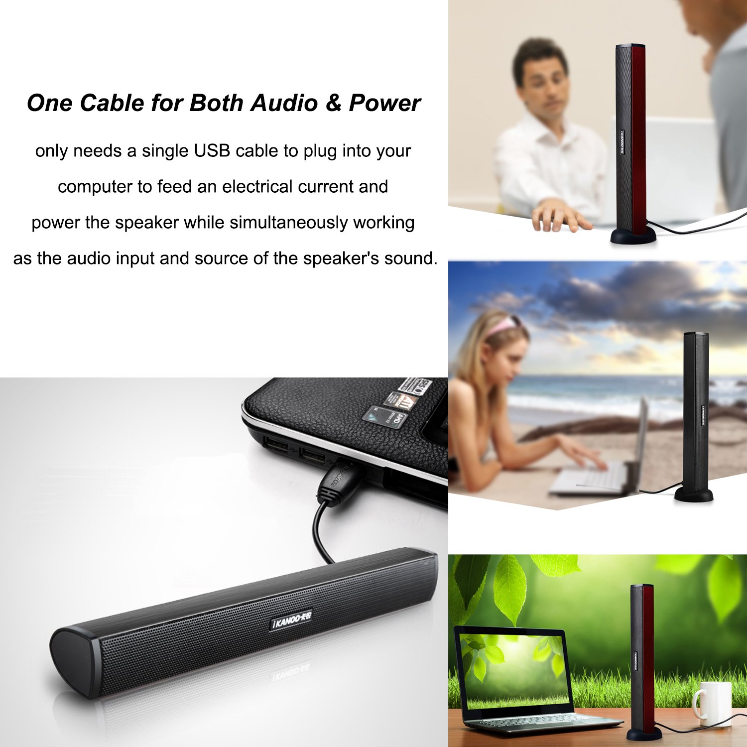 Portable Laptop Computer PC Speaker Subwoofer USB Soundbar Sound Bar Stick Music Player Speakers for Tablet Game Drive Speaker