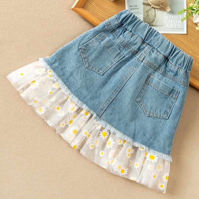 Piger nederdele sommer børn jean nederdele til piger denim tutu blomster nederdele afslappet pige tøj 2 4 5 6 7 år børn pige tøj