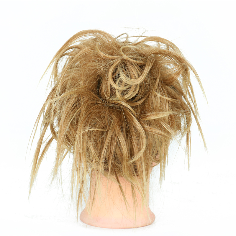 Xinran syntetisk hårstykke rodet knold pjusket hårstykke elastikbånd chignon hår krøllet scrunchie updo cover til kvinder 17 farver: 30 t 4