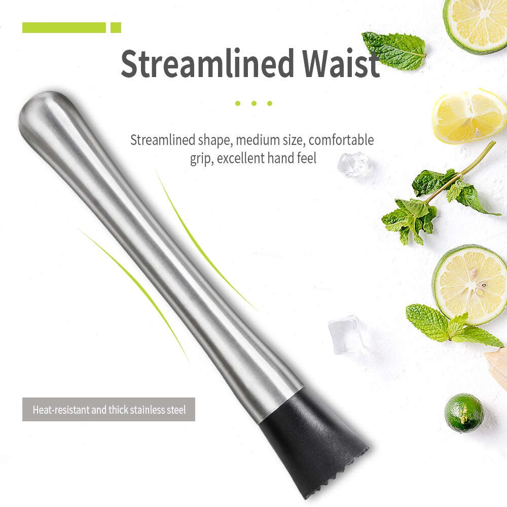 XYj Stainless Steel Wine Mixing Stick Cocktail Muddler Shaker Crushing Hammer DIY Drink Fruit Muddler Crushed Ice Barware Tool