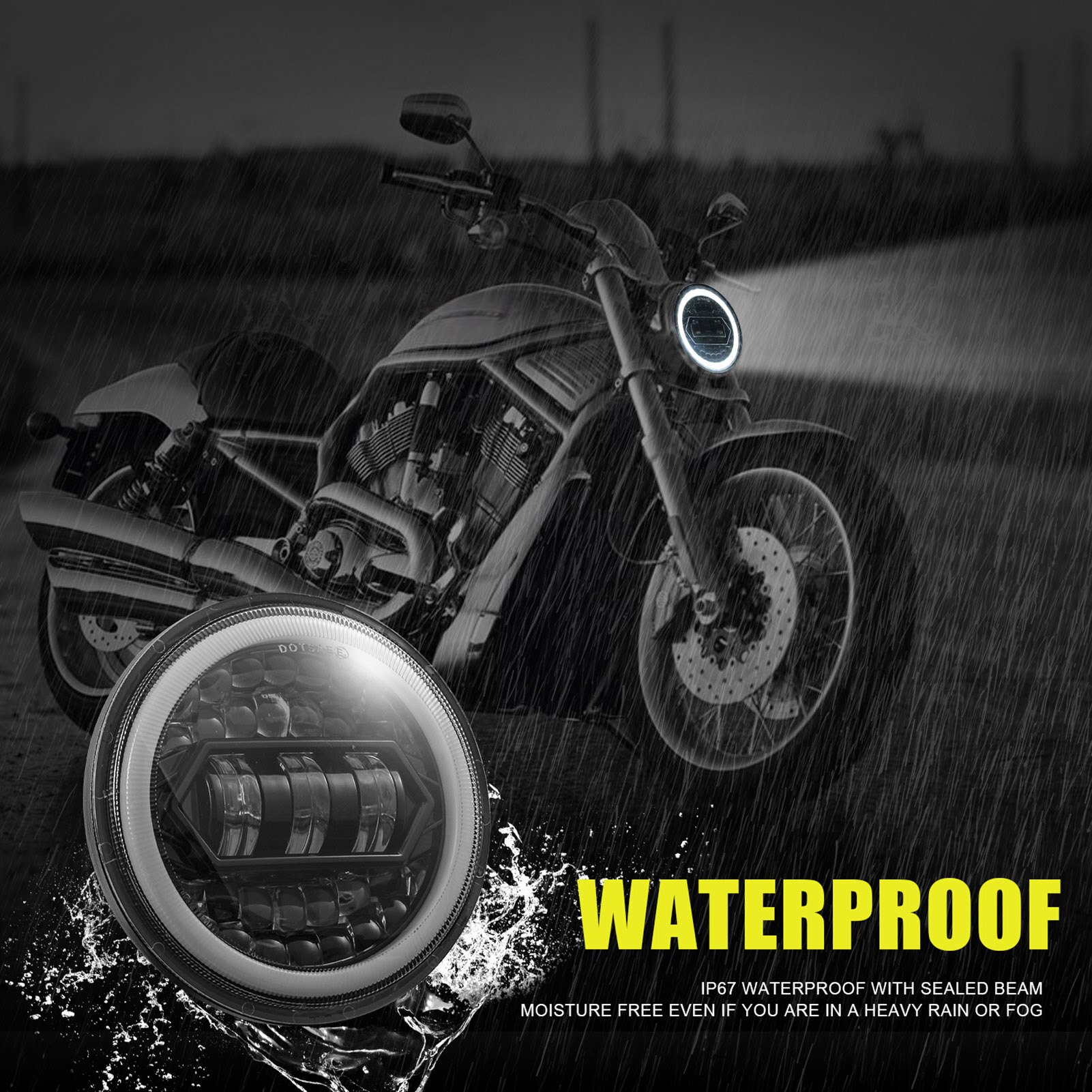 Faro LED para motocicleta, luz de cristal sin parpadeo, impermeable, DRL, 5,75 pulgadas, 6000K, 20000LM, IP67, 1 Uds.
