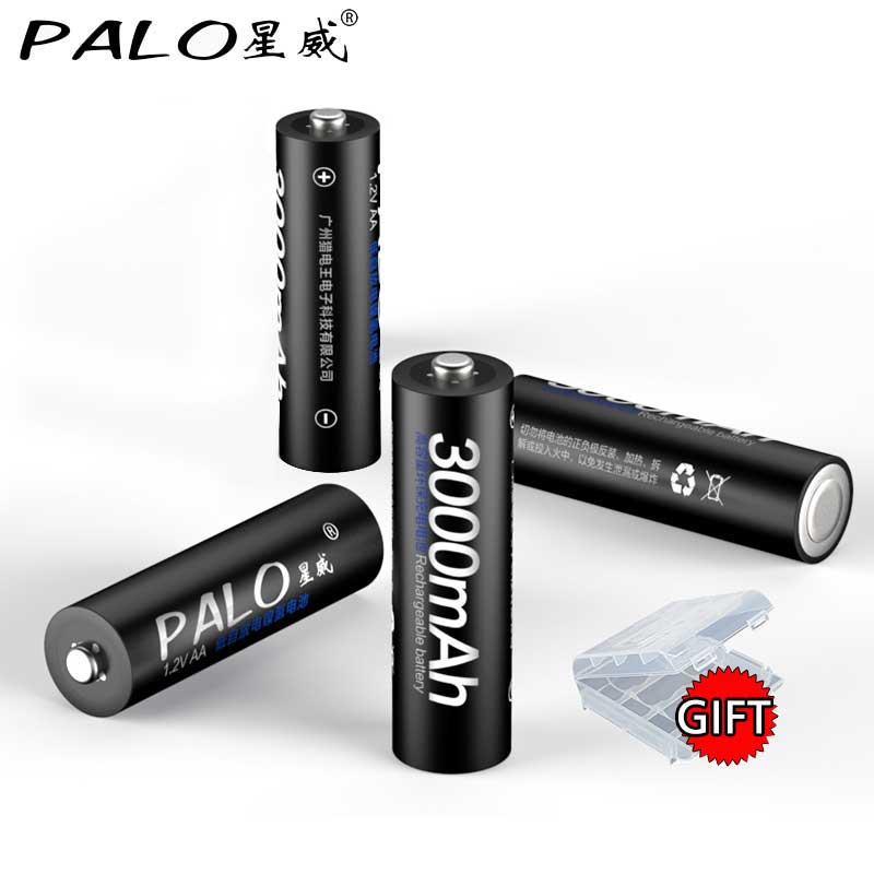 PALO AA Rechargeable battery aa 1.2v Ni-MH AA Batteries Rechargeable Battery 2A batteria for Led flashlight battery