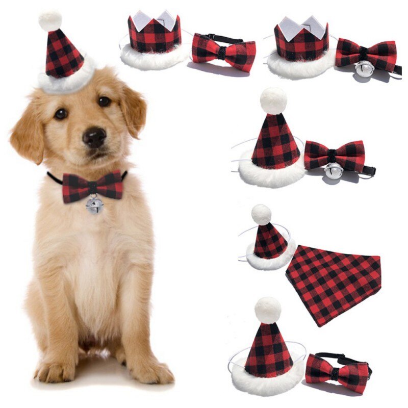 Kerst Kat Hond Kraag Hoed Sjaal Set Verstelbare Neck Strap Kerst Kostuum Set Voor Kleine Hond Kat
