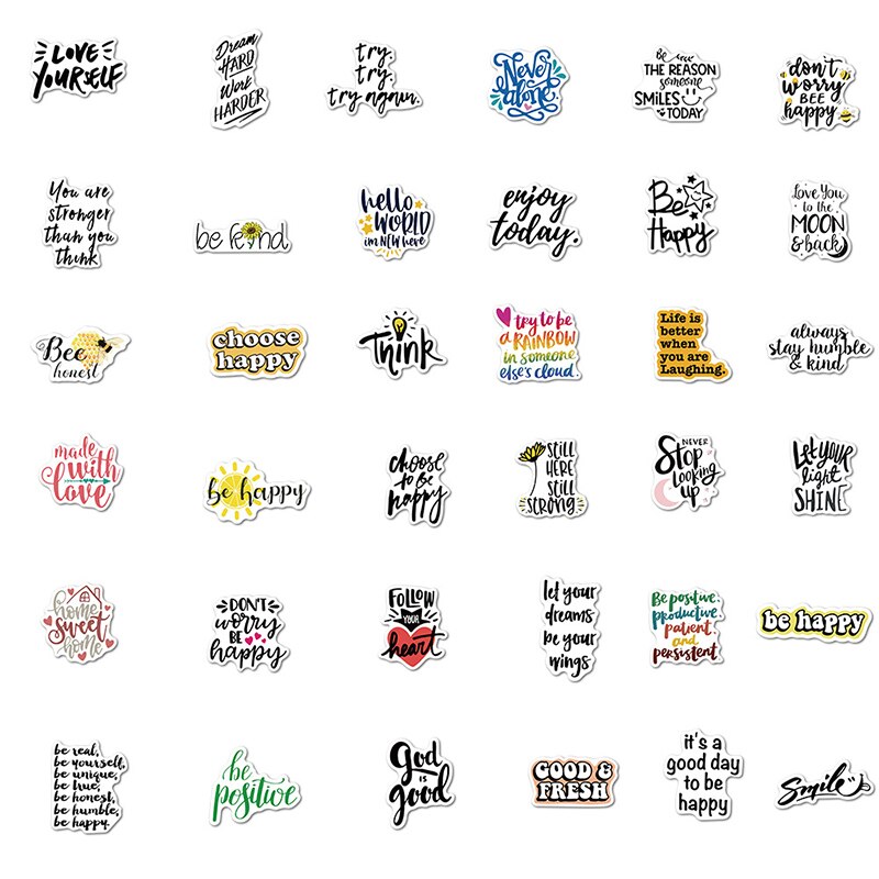50 stücke Englisch Buchstaben Begriff Graffiti Aufkleber inspirierend Zitate Aufkleber Für Laptop Skateboard Scrapbooking freundlicher Aufkleber Pack