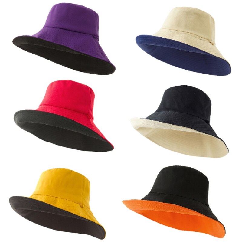 Bucket Caps Adult Cotton Sports Caps Double Side Wide Brim Flat Top Fisherman's Golf Hat Travel Apparel Accessories Tennis Caps