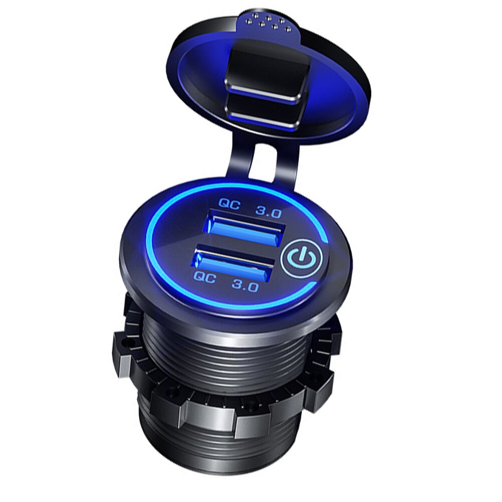 Dual-usb-autoladegerät mit schnellladefunktion, 3.0 steckdosen, universell für golfwagen, lkw, boote und mobiltelefone, berührungsempfindlich