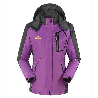 outdoor Women's Thicken Plus cashmere Ski Jacket Snowboarding keep Warm Waterproof Windproof Breathable camping hiking Jackets: purple / XXL