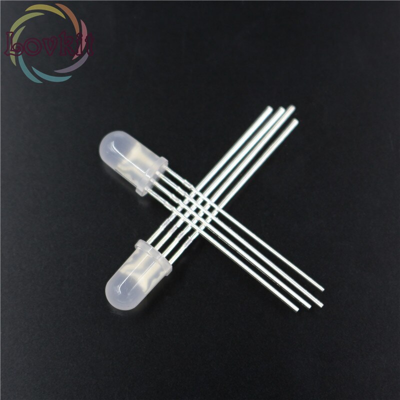 20pcs 5mm Diffused COMMON Cathode RGB LED Red Green Blue 4Pins Tri Color Emitting Diodes F5 RGB Diffused LEDs LIGHT