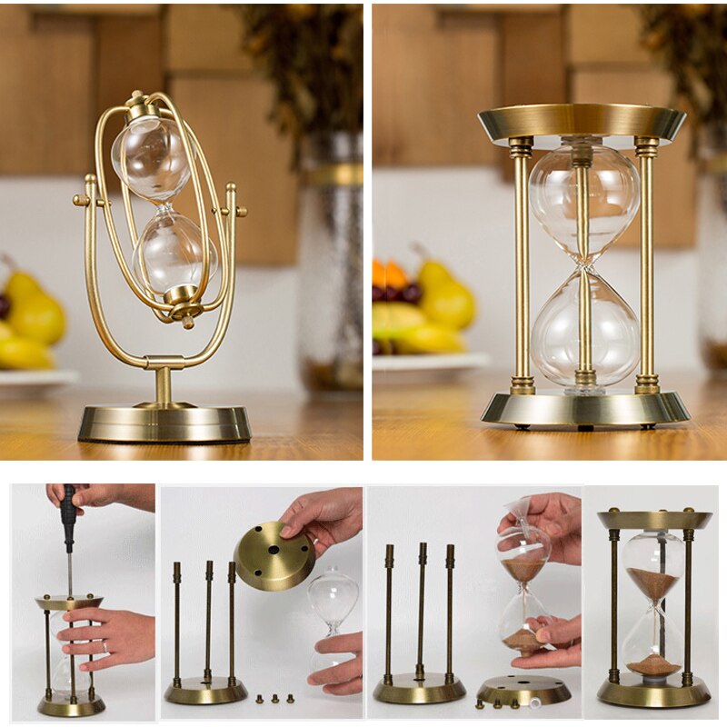 Empty Sand Glass Hourglass Time Hourglass Timer Metal Study Living Room Office Desktop Decoration Home Accessories