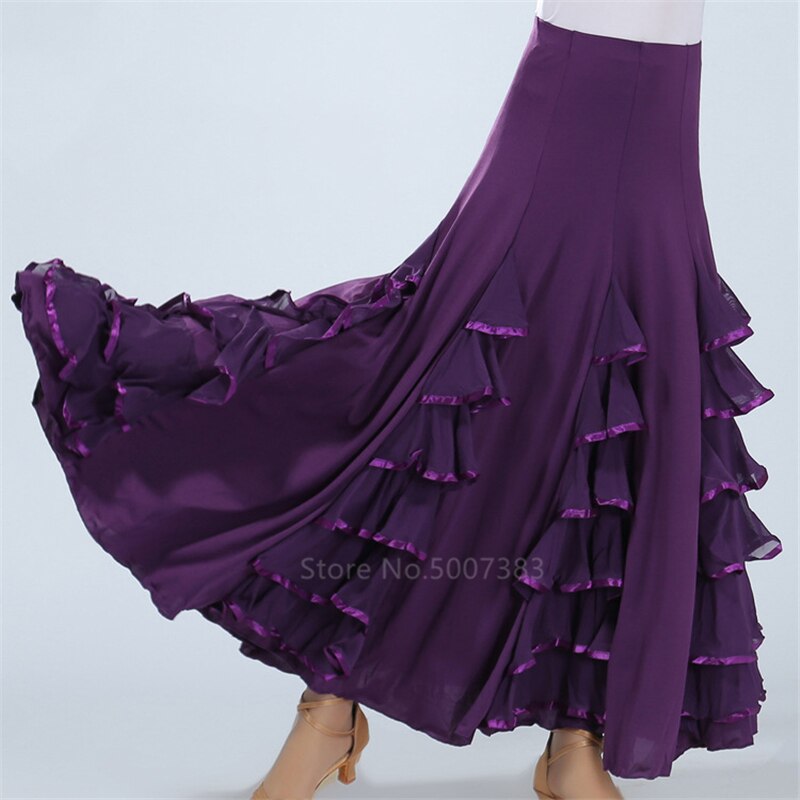 Flamenco -mekko espanjalainen tanssi mustalainen hame nainen valssi juhlasali klassinen kilpailuharjoitus kerroksellinen iso swing -tanssilava: Väri 2