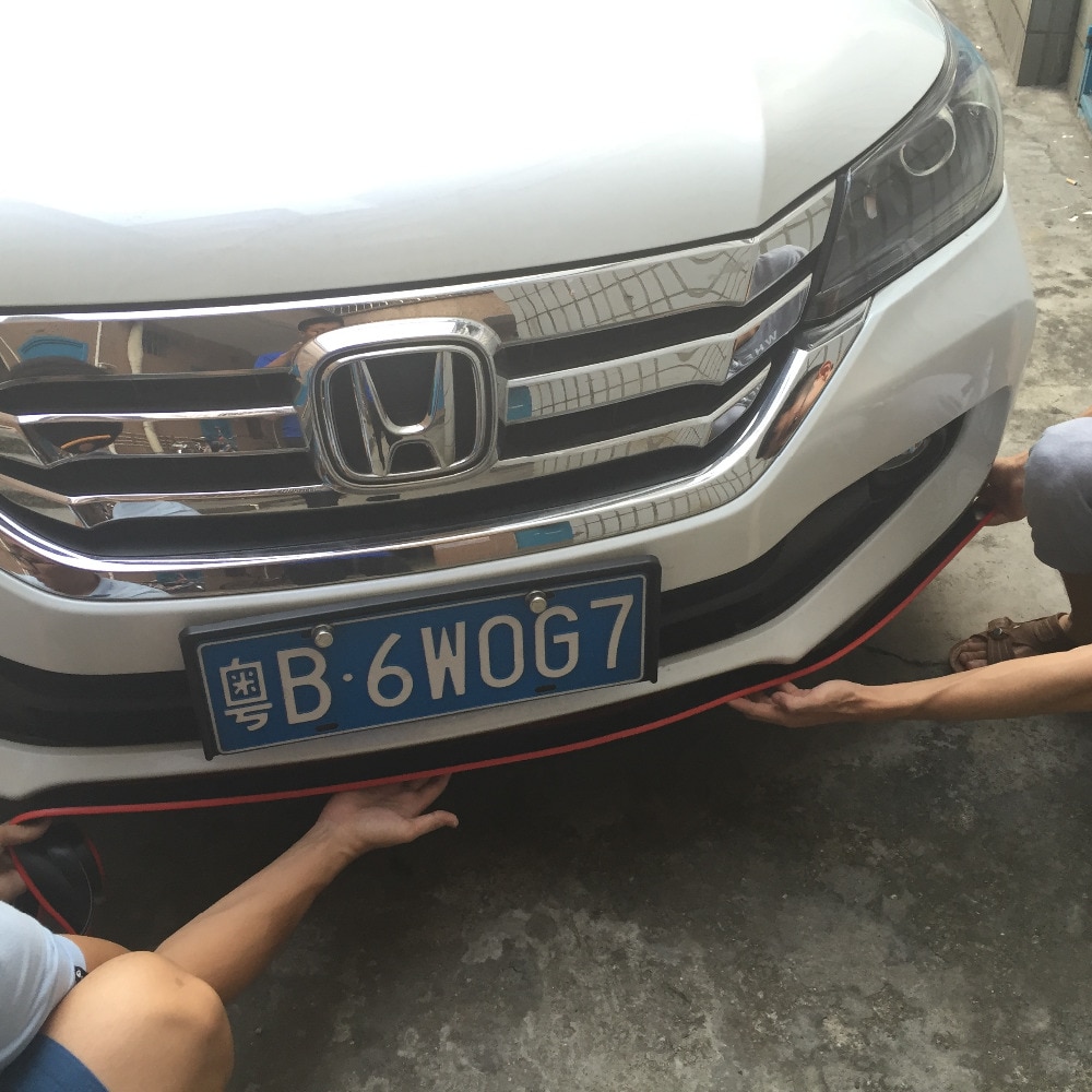 Rubber Red Blue White hybrid bumper Strip Car 2.5m length Exterior Front Bumper Lip Kit / Car bumper Strip Universal
