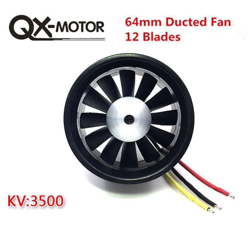 QX-MOTOR DIY EDF Ducted Airplane Fan 30mm /50mm/ 55mm / 64mm / 70mm / 90mm with Brushless Motor: 64mm 12blades 3500KV