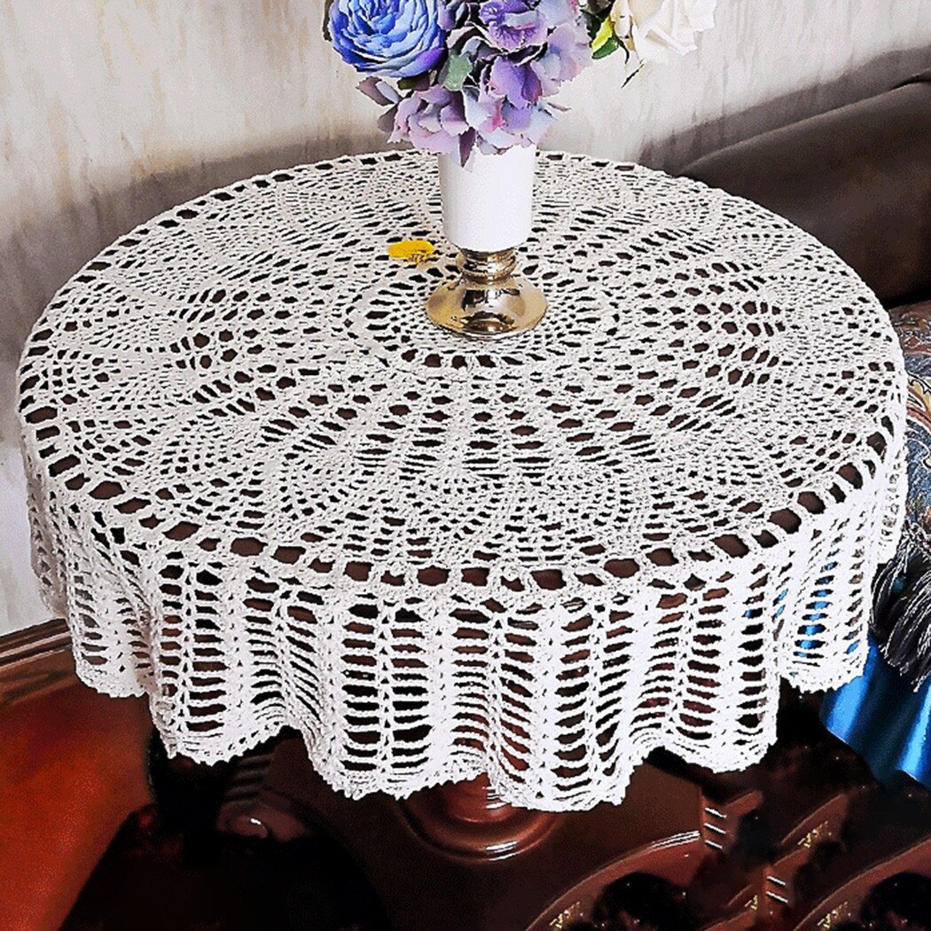 Ronde Tafelkleed Cover Tafelkleed Vintage Slaapkamer Gehaakte Reliëf