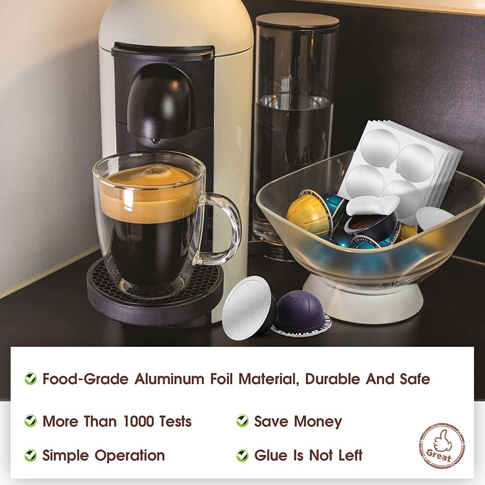 62mm påfyllningsbara nespresso vertuo kapslar klistermärke engångs nespresso vertuoline skida självhäftande folieförsegling aluminiumfilm lock