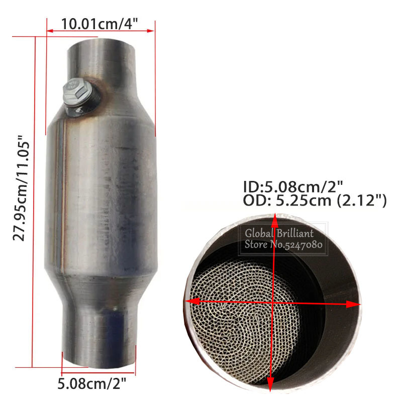 Convertidor catalítico de carrera de núcleo metálico de alto flujo universal de 200 celdas "Euro1 Sport de alto rendimiento: Verde militar