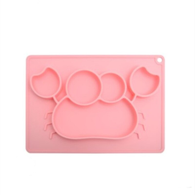 Children's Silicone Dinner Plate Integrated Cartoon Pattern SuppliesChild eating complementary food plate: Pink