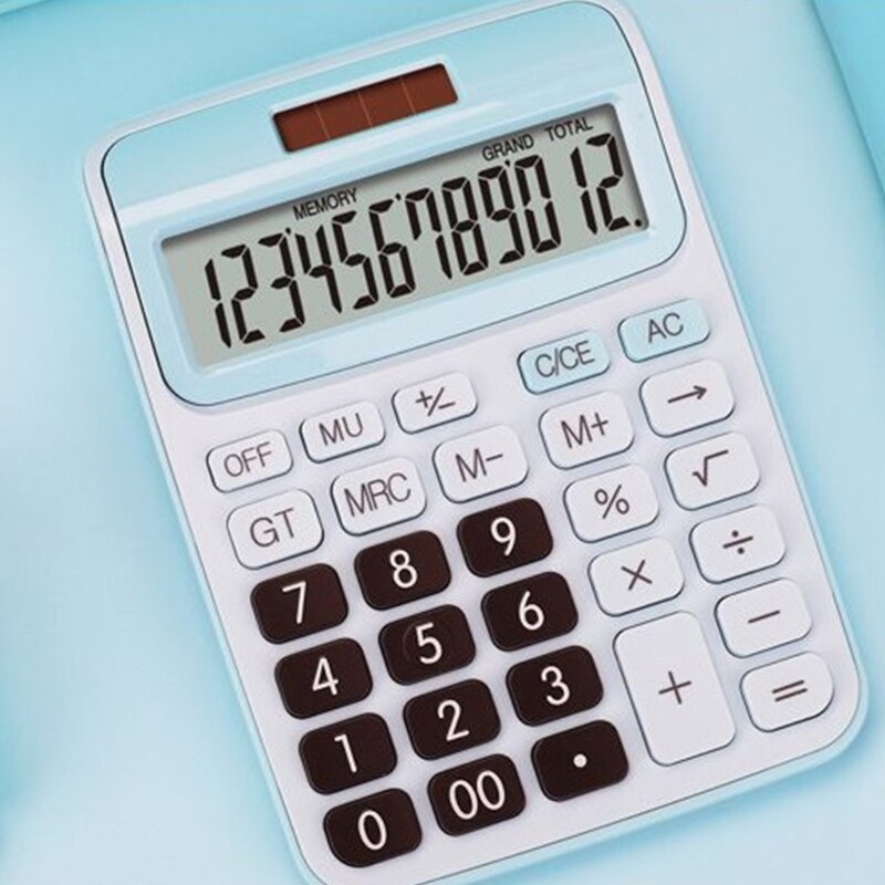 Desktop Calculator 12-Digit with Large LCD Display and Sensitive Button Solar and Battery Dual Power Standard Function