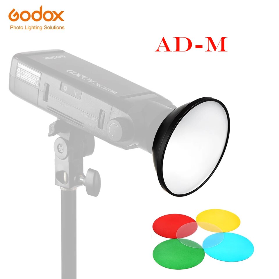 Godox AD-M Standaard Reflector Beauty Dish met 5 Kleur Filters Soft Diffuser voor Godox AD200 AD180 AD360 AD360II Camera Knippert