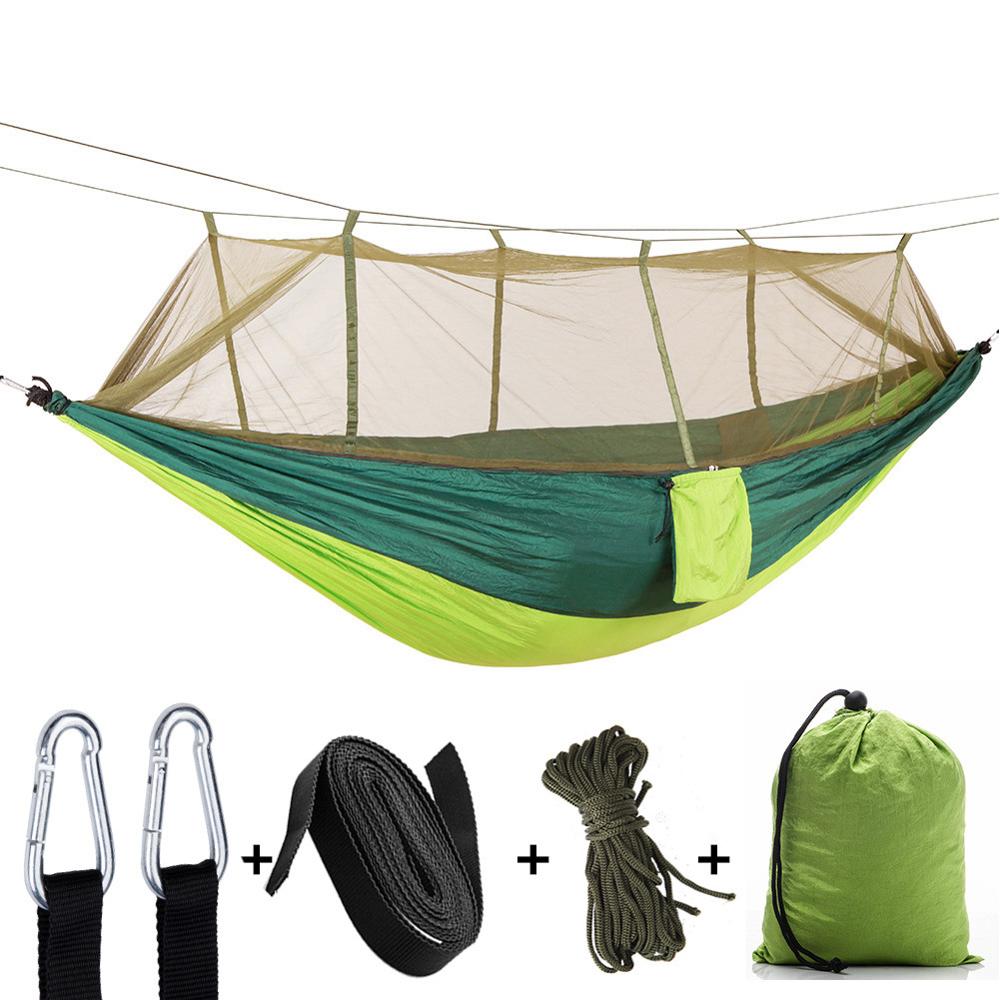 Hamac 1-2 personnes avec moustiquaire canapé de jardin extérieur lit suspendu Parachute sommeil balançoire meubles portables pour Camp de pêche