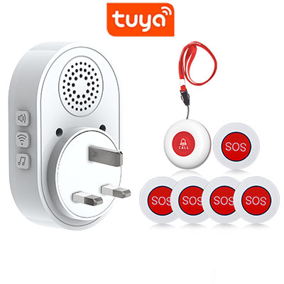 Topvico Wifi bouton de panique alarme prévention des chutes pour personnes âgées démence RF433mhz sans fil lit alarme soignant téléavertisseur Tuya APP: green
