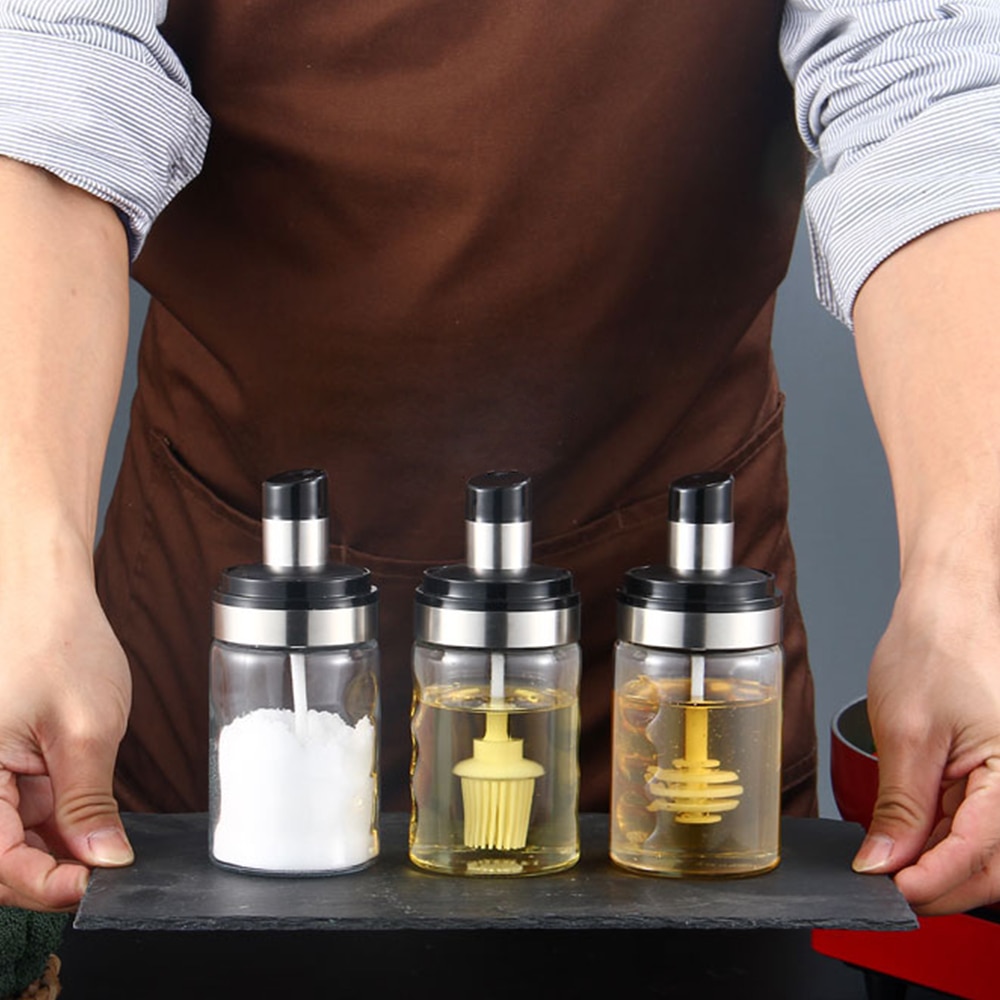 3PCS Convenience Plastic condiment box with spoon condiment bottle condiment bottle tomato sauce bottle jar kitchen supplie