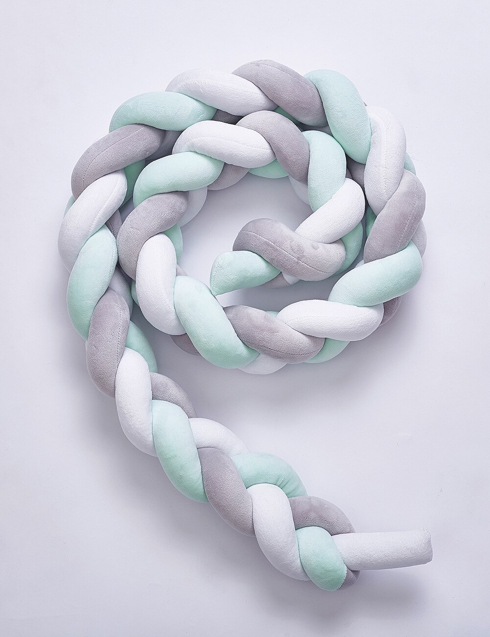 Ins woven long knotted ball pillow sofa pillow Nordic simple children's room decoration: Green white gray
