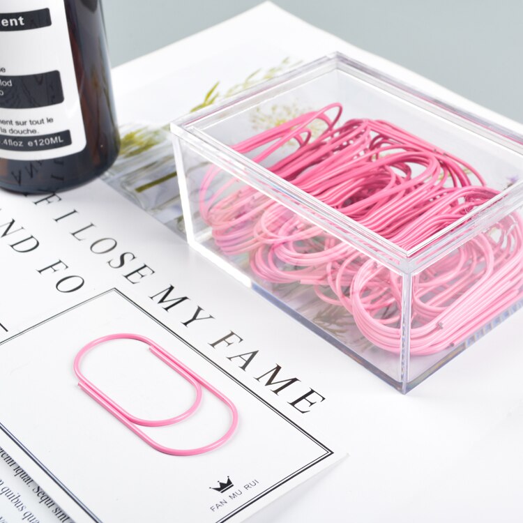 Pink Cute plus size wide Paper Clip 50mm metal Line Color Pin Bookmark Shool Stationary Office Clip big wide Paperclips Metal
