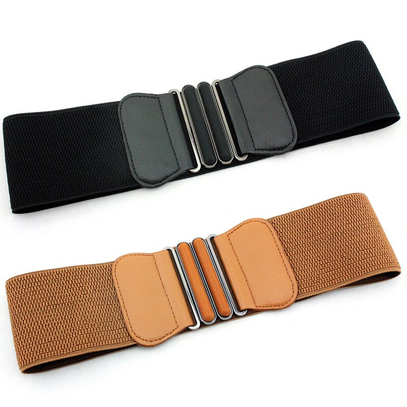 Women Belt Waist Belts Lady Solid Stretch Elastic Wide Belt Dress Adornment for Women Waistband 7.5cm Width 65cm Long