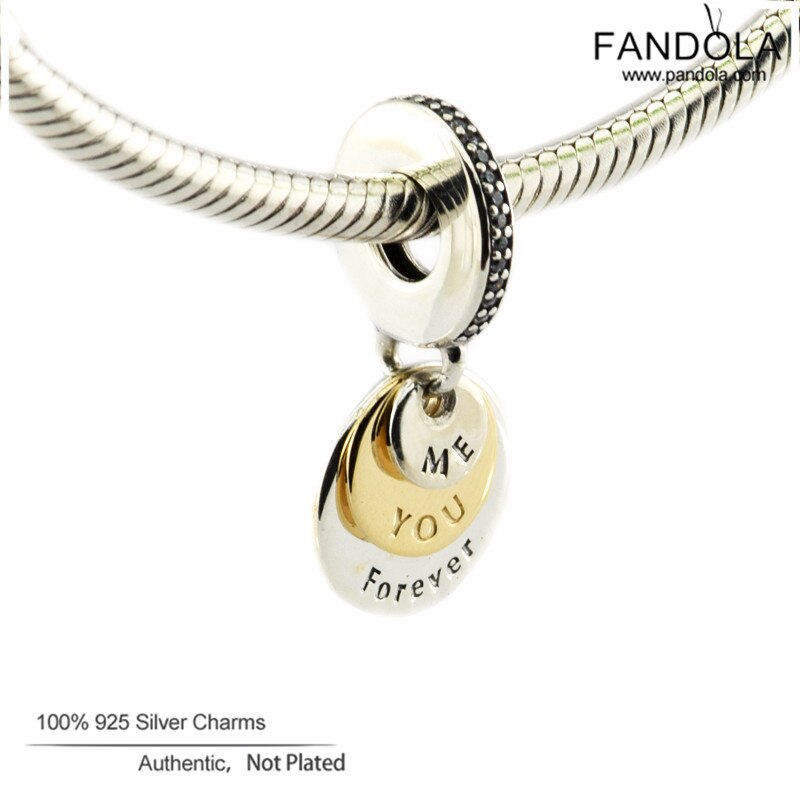 Genuine 925 Sterling Silver You & Me Forever Dangle Charms Beads for Jewelry Making Fit Original Charms Bracelets