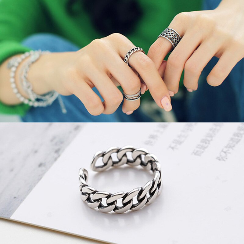 JIANERY Punk Vintage argent couleur creux anneaux pour femmes hommes bagues de fiançailles filles fête Anillos