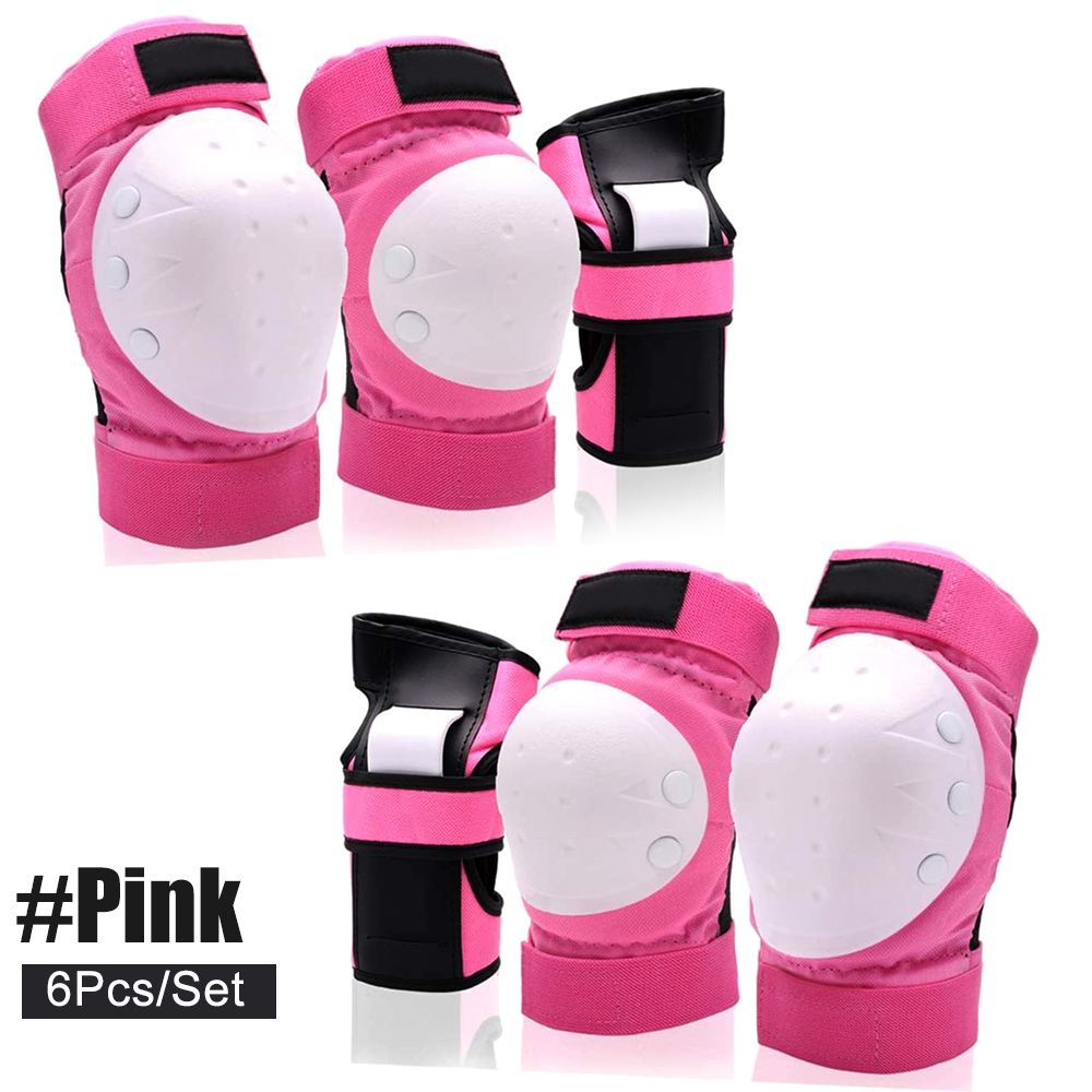 Ginocchiere Gomitiere Protezioni per i polsi Set di equipaggiamento protettivo per skateboard 3in1 per skateboard Ciclismo Pattinaggio Scooter Bici Bambini/Adulti: S / WHITE
