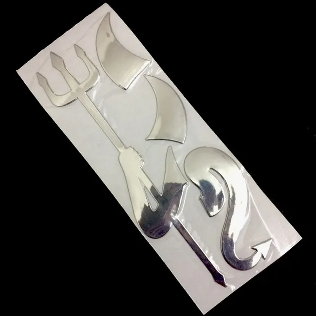 Persönlichkeit Auto Aufkleber Lustige 3D Kleiner Teufel Dämon Styling Universal- Auto Emblem Logo PVC Aufkleber Dekoration DIY Accesso: Silber