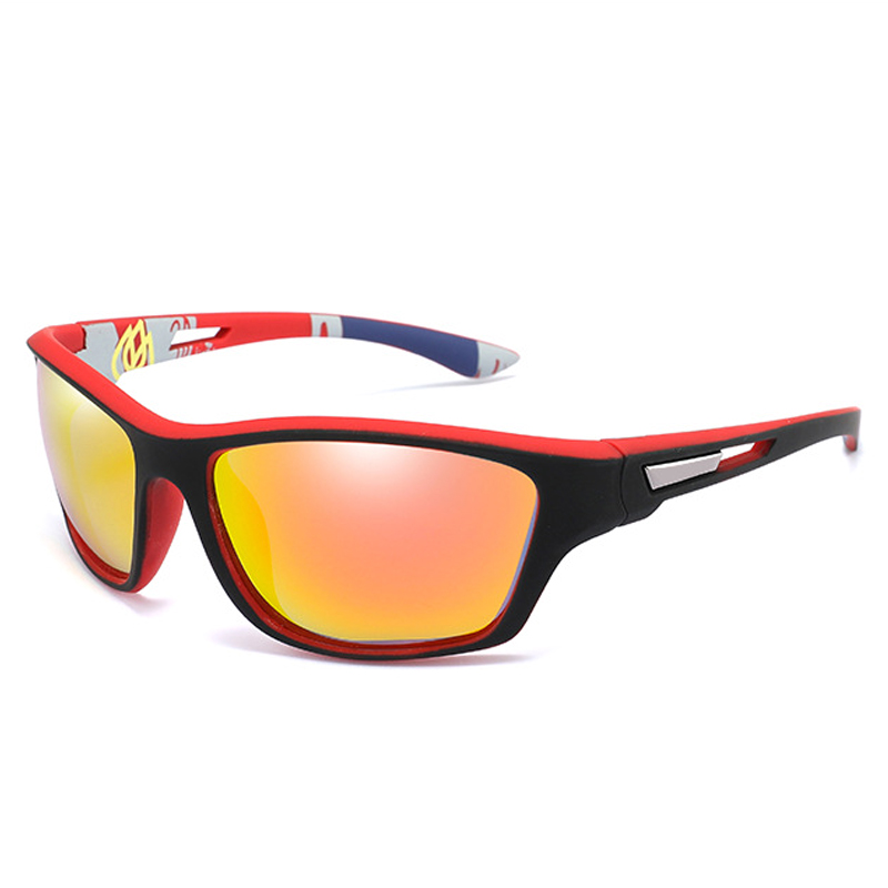Queshark-gafas de sol cuadradas polarizadas para hombre y mujer, lentes de protección UV coloridas para pesca, senderismo, conducir, ciclismo, cuadradas: red