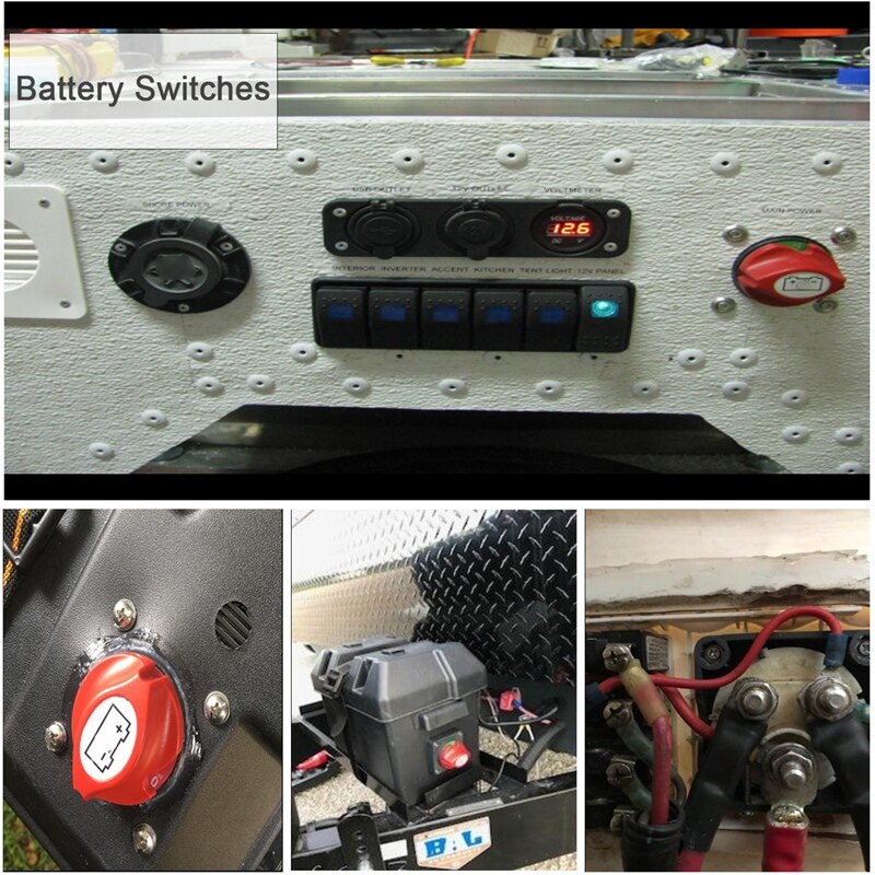 Battery Switch 12V-60V 100A-300A Car Auto RV Marine Boat Battery Selector Isolator Disconnect Rotary Switch