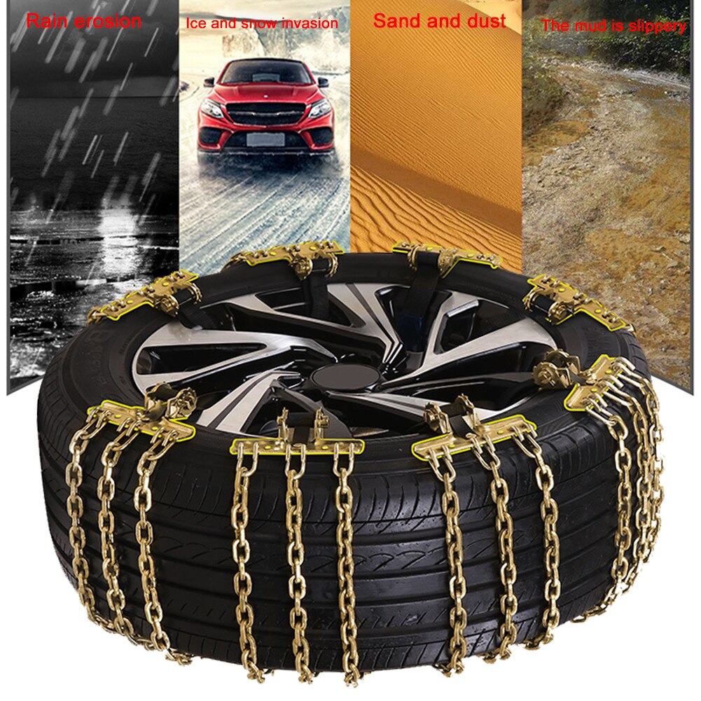 Anti Skid Winter Snow Chain Safety 3 Ropes Adjustable Universal Truck Car Tire Manganese Steel Emergency Outdoor Wear Resistance