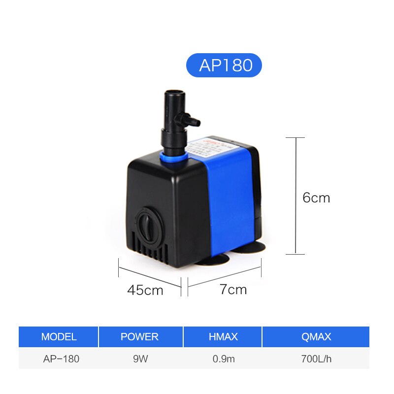 JEBO Adjustable Flow Water Pump For Aquarium Fish Tank Aquarium Pump Submersible Pump High Power 5/9/19/26/62/65w: AP-180 9W / AU Plug